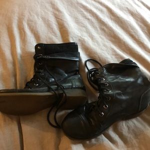 Black combat boots